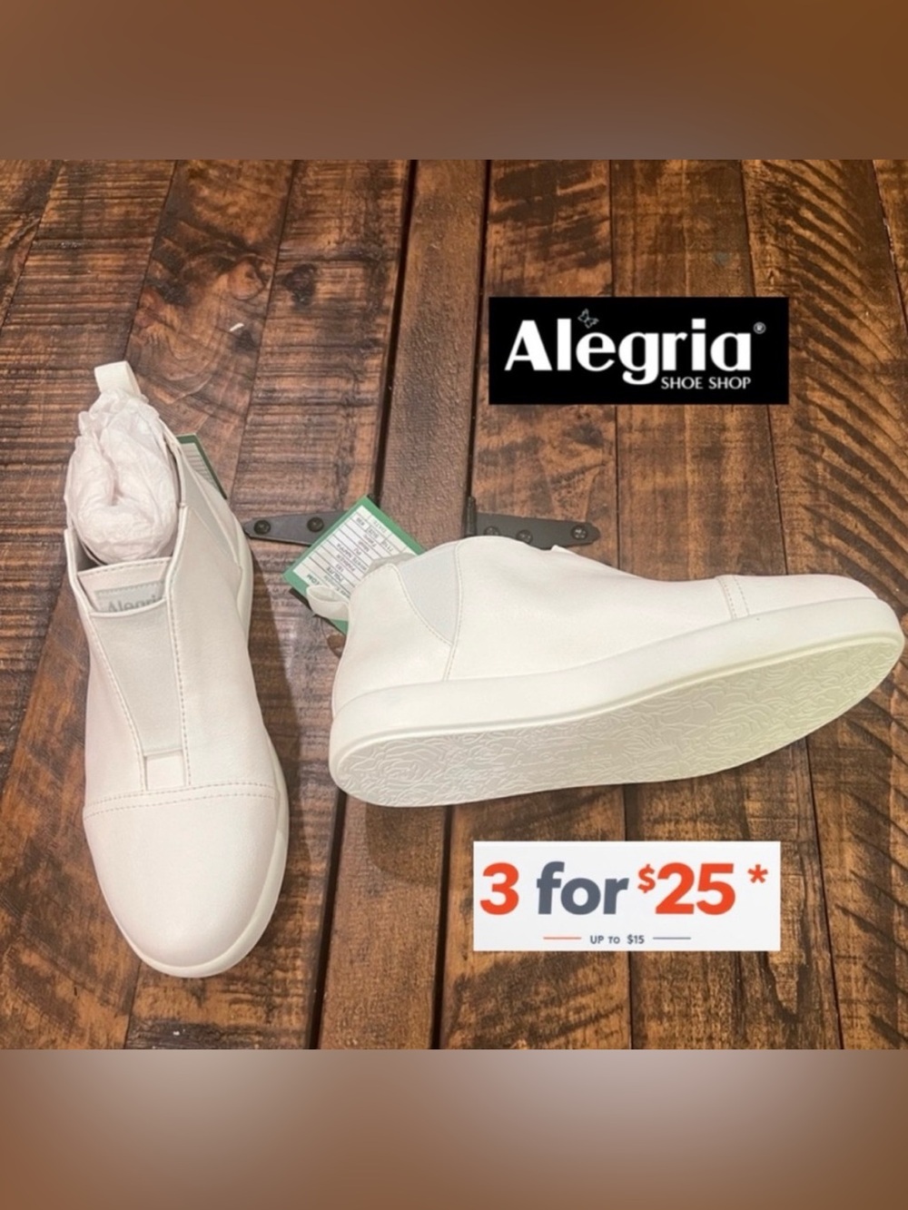 Alegria Parker Leather Sneakers in Napa white size EU36